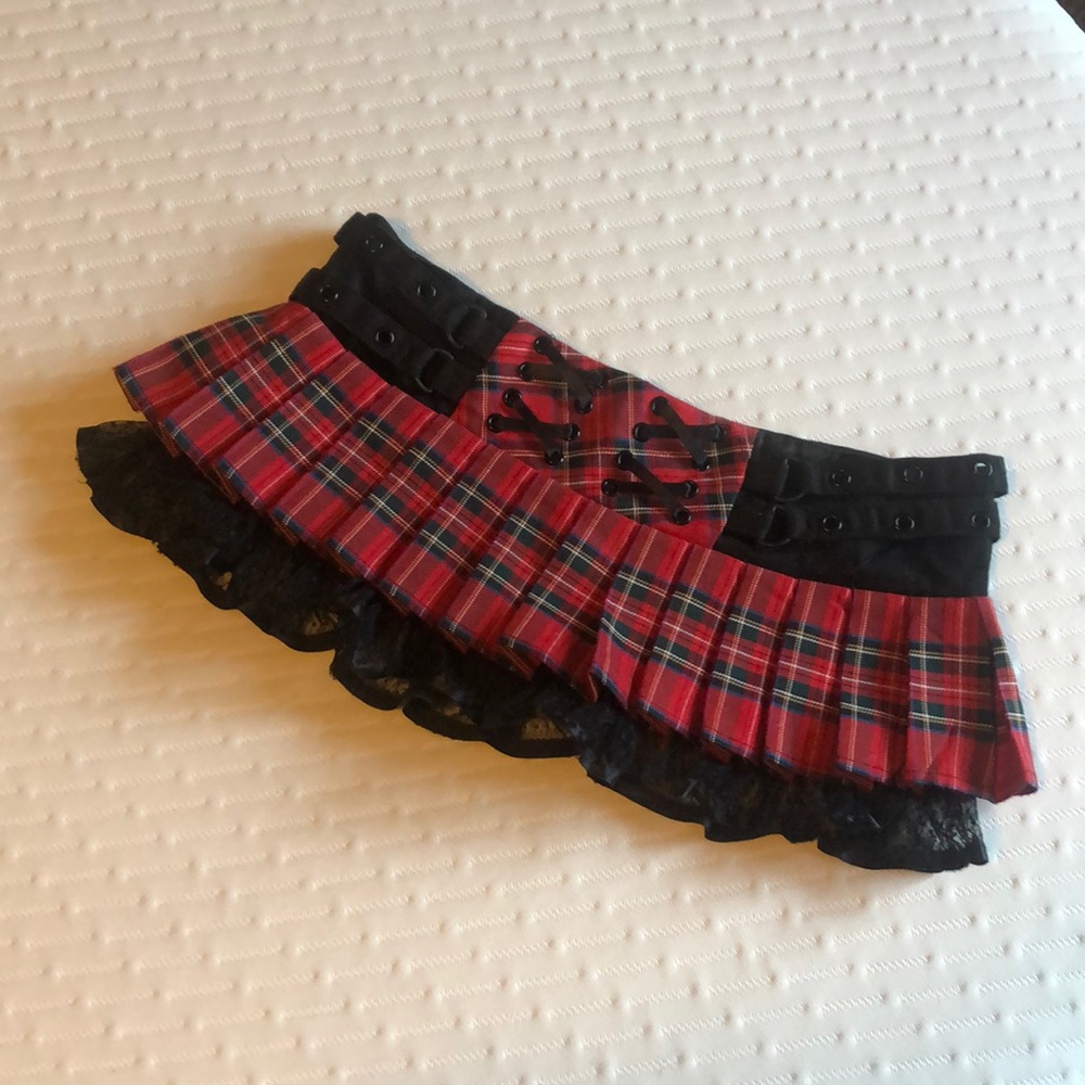 Red Plaid Lingerie Short Skirt